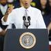 President Obama addresses an audience of 3,000 at the Al Glick Fieldhouse on Friday morning.  Melanie Maxwell I AnnArbor.com